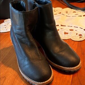 Patina Black Leather Ankle Boots